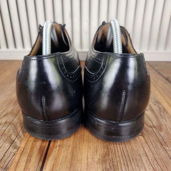 VTG Johnston Murphy Aristocraft Wingtip Oxfords Mens Sz 10 D Black Leather Shoes main image 7